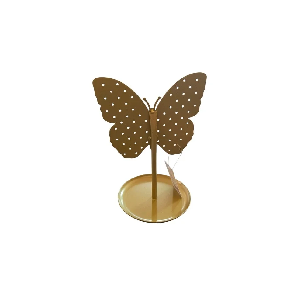 Gold Metal Butterfly Jewelry Stand Earring Organizer Display Rack with Tray New